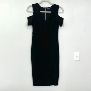 Express Black Zip Dress Cut Out Shoulders Size 2
